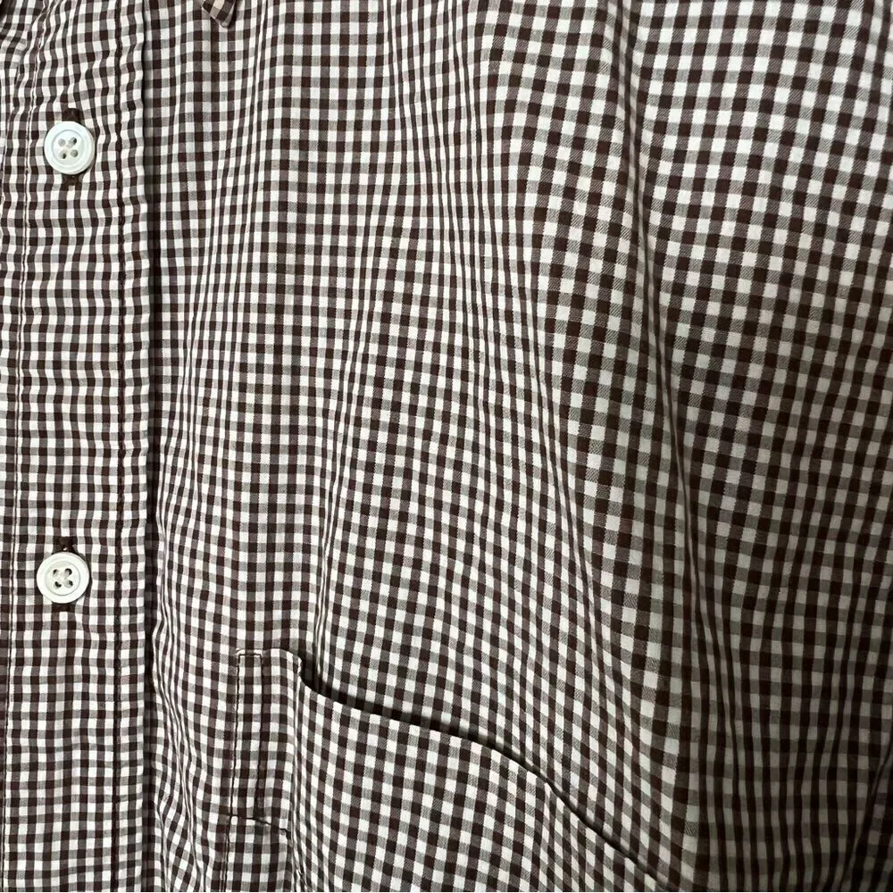 Banana Republic Shirt Mens Large Brown Checkered Long Sleeve Button Down Classic